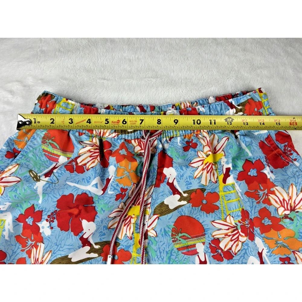 Peter Millar Mens M Floral Swim Trunks Blue Tropical Board Shorts Mesh Lined
